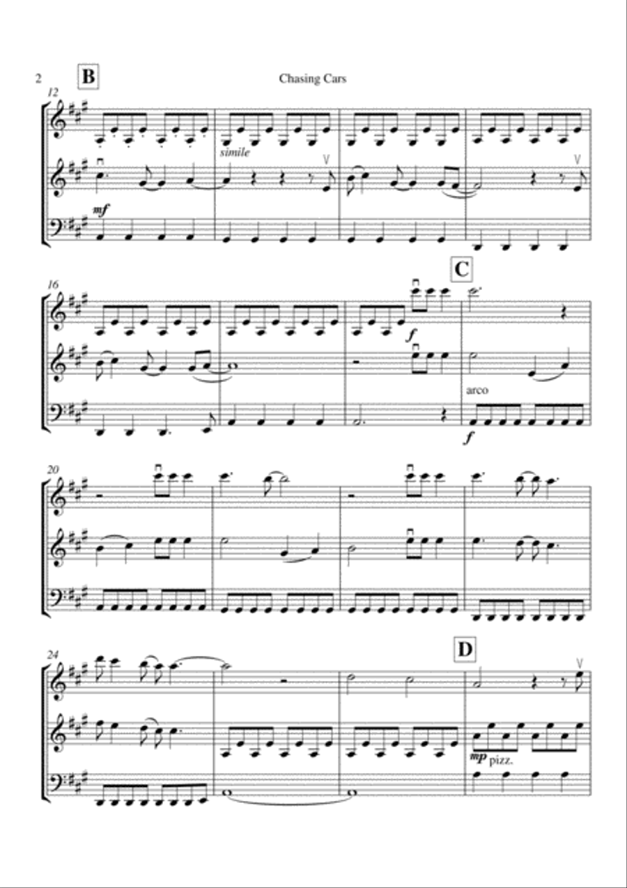 Chasing Cars String Trio scores gallery preview page 3