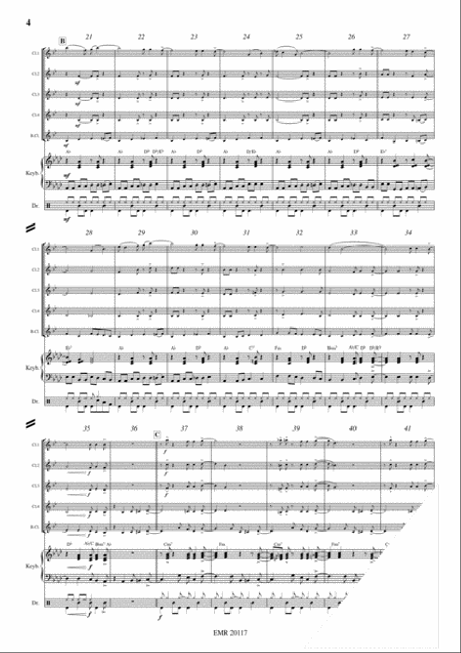 Kumbaya Clarinet Quintet scores gallery preview page 4