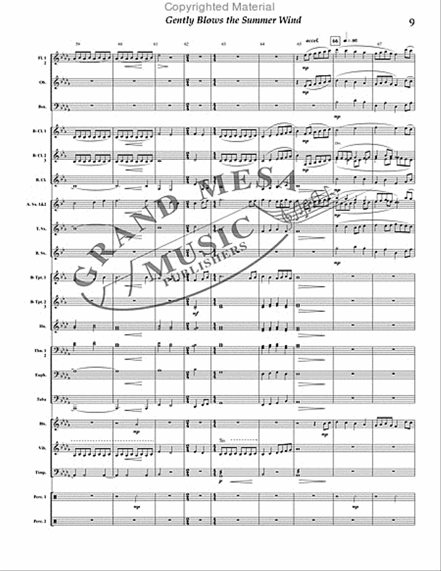 Gently Blows the Summer Wind Concert Band scores gallery preview page 10