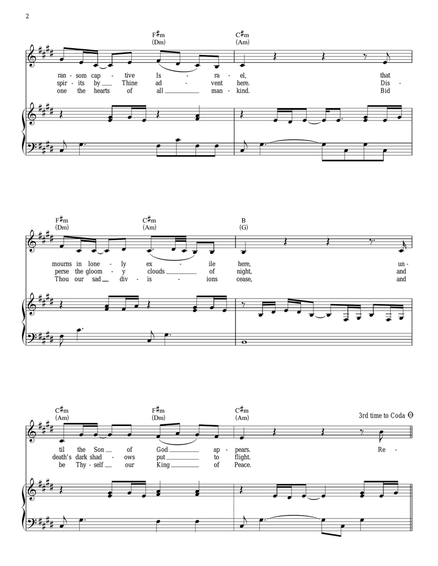 O Come, O Come, Emmanuel Piano, Vocal, Guitar scores gallery preview page 2