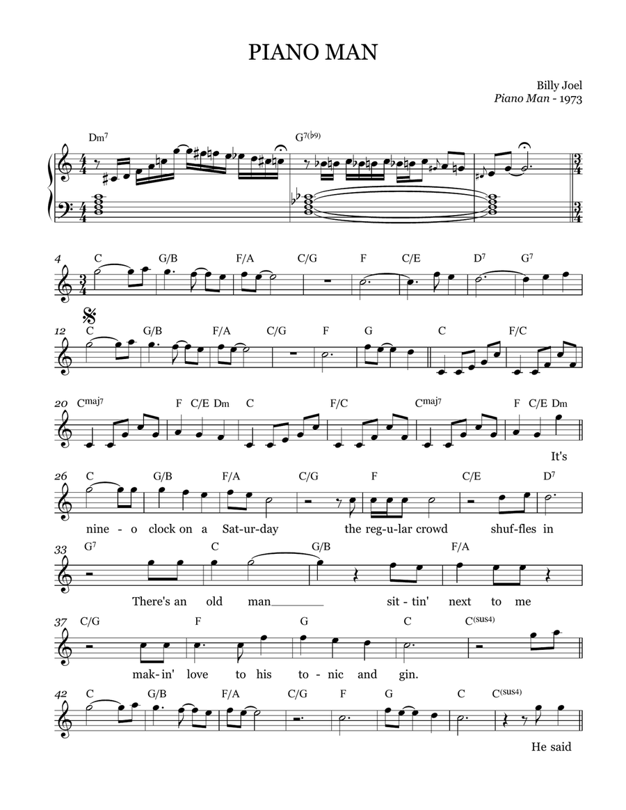 Piano Man Piano Man Piano, Vocal scores gallery preview page 1