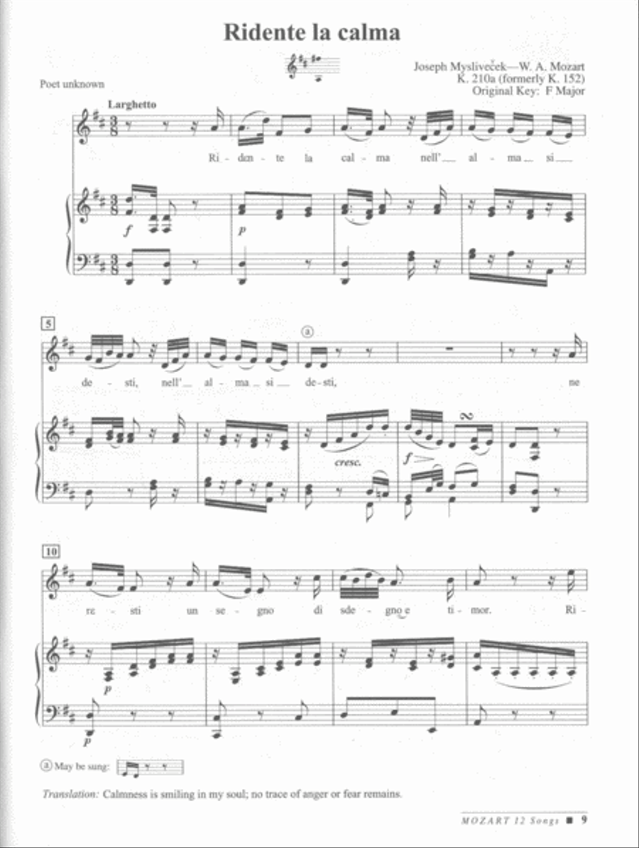 Mozart -- 12 Songs Voice scores gallery preview page 3