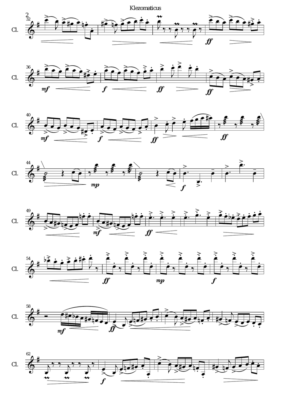 Klezomaticus for solo clarinet Clarinet Solo scores gallery preview page 2