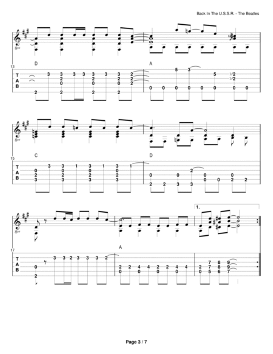 Back In The U.s.s.r. Guitar Solo scores gallery preview page 3