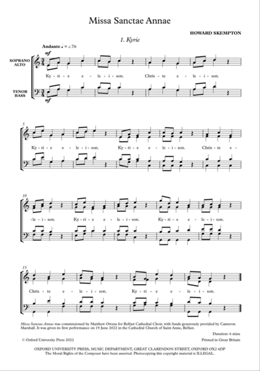 Missa Sanctae Annae and Hoc Corpus 4-Part scores gallery preview page 2