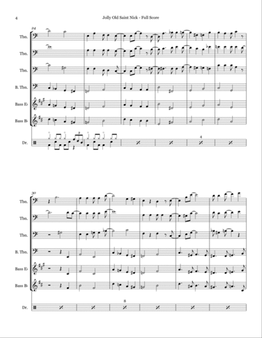 Jolly Old Saint Nick - Trombone Quartet Trombone Quartet scores gallery preview page 4