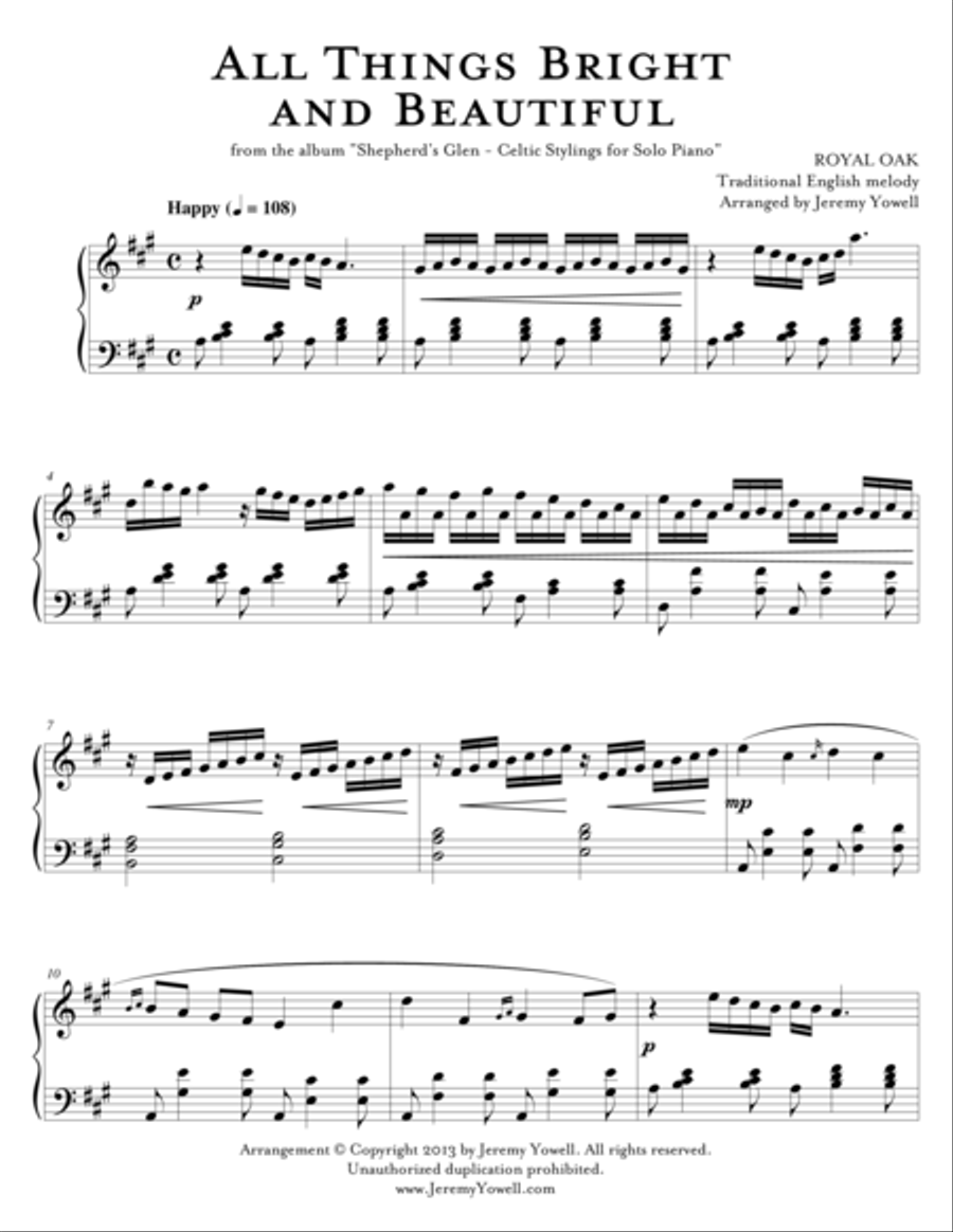 All Things Bright and Beautiful Piano Solo scores gallery preview page 1
