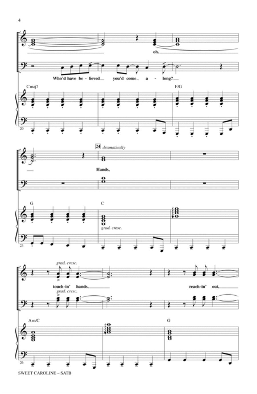 Sweet Caroline (Ed. Kirby Shaw) 4-Part scores gallery preview page 3