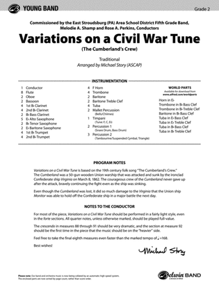 Book cover for Variations on a Civil War Tune: Score