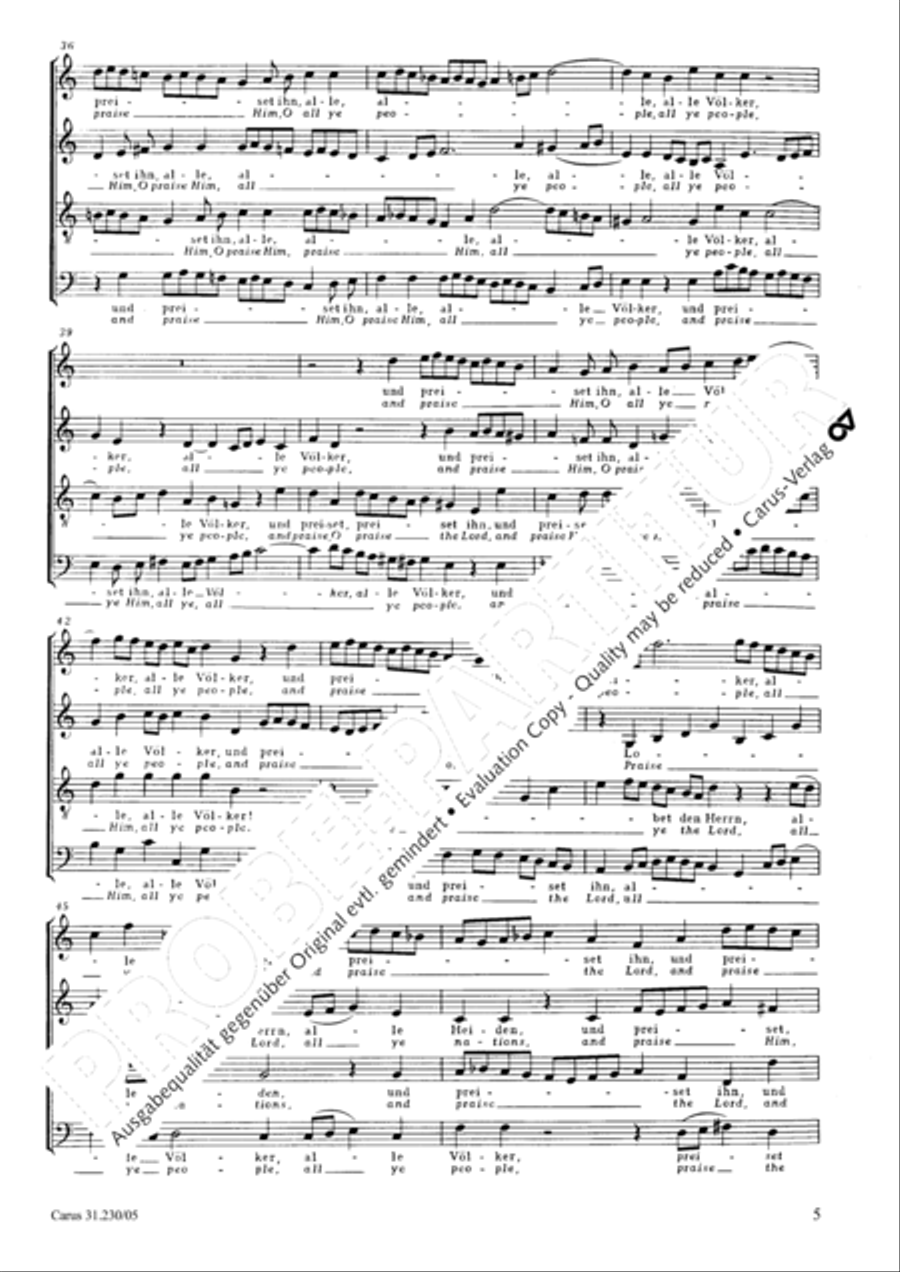 Praise ye the Lord, all ye nations (Lobet den Herrn, alle Heiden) 4-Part scores gallery preview page 6