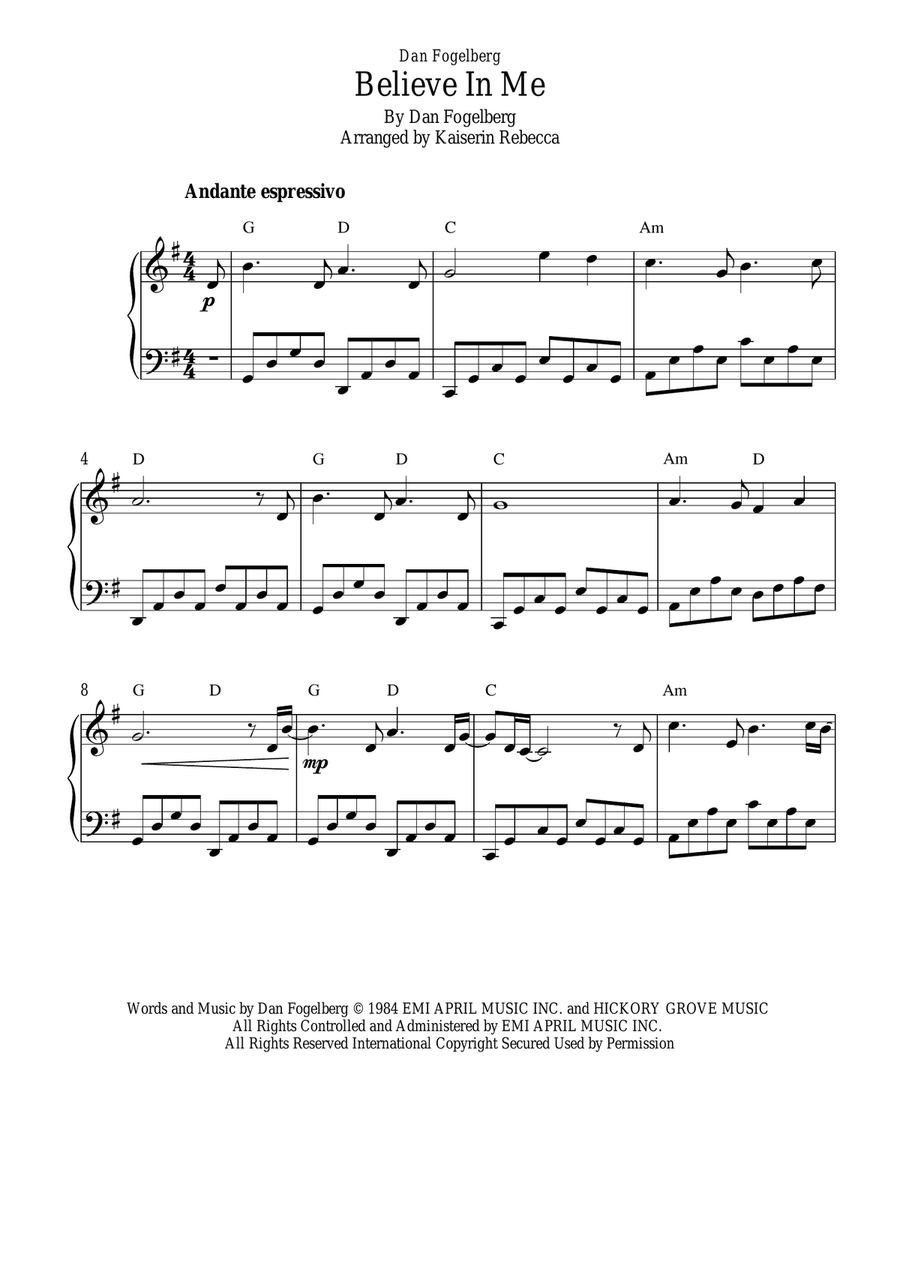 Believe In Me Believe In Me Piano Method scores gallery preview page 1