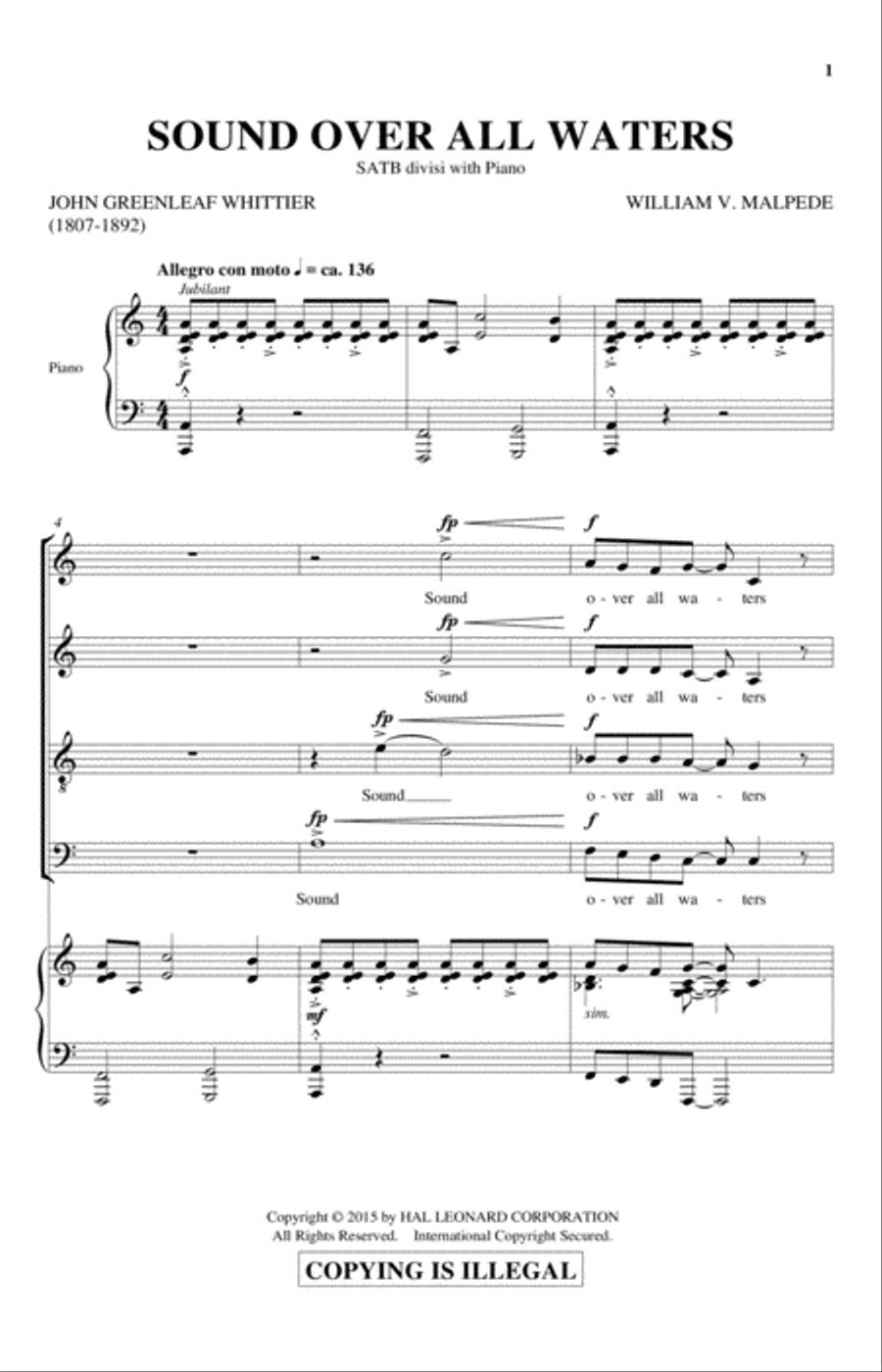 Sound Over All Waters 4-Part scores gallery preview page 1