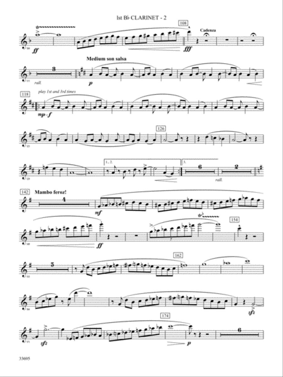 Danzas Cubanas: 1st B-flat Clarinet Full Orchestra scores gallery preview page 2