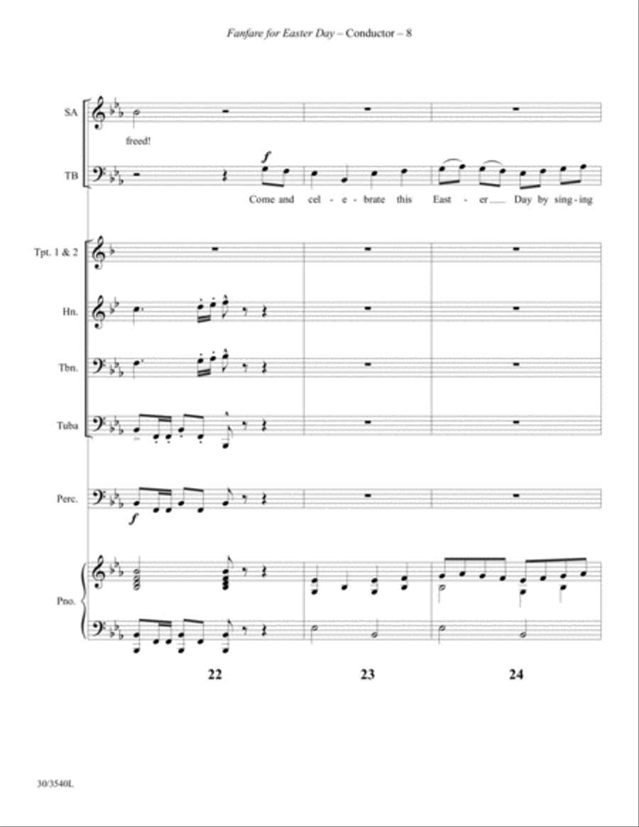 Fanfare for Easter Day - Brass Quintet and Percussion Score and Parts Choir scores gallery preview page 10
