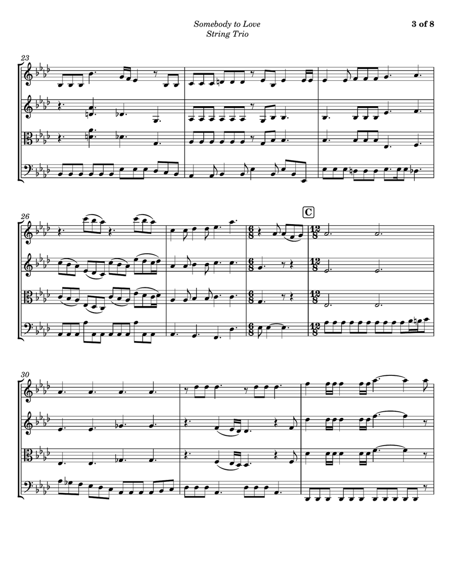 Somebody To Love String Trio scores gallery preview page 3
