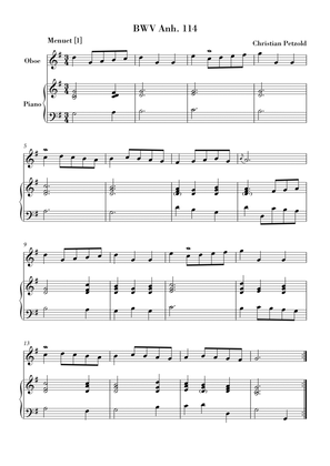 Book cover for Bach - Minuet in G major and G minor (BWV Anh. 114 - 115) for Oboe and Piano