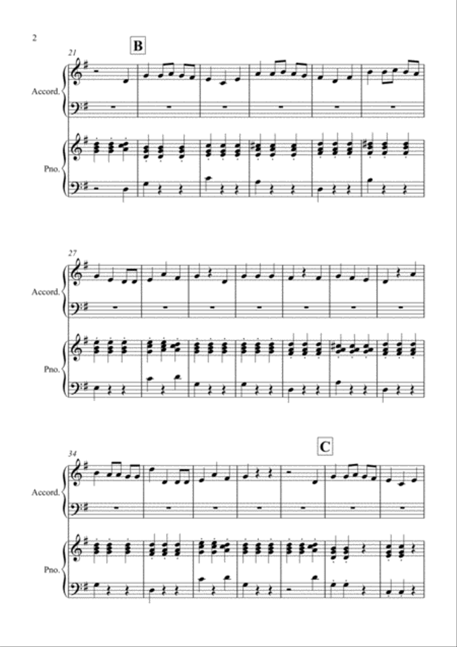 We Wish You a Merry Christmas for Accordion and Piano Piano Accompaniment scores gallery preview page 2