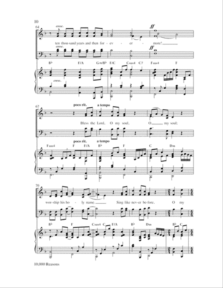 10,000 Reasons (Bless the Lord) 4-Part scores gallery preview page 10