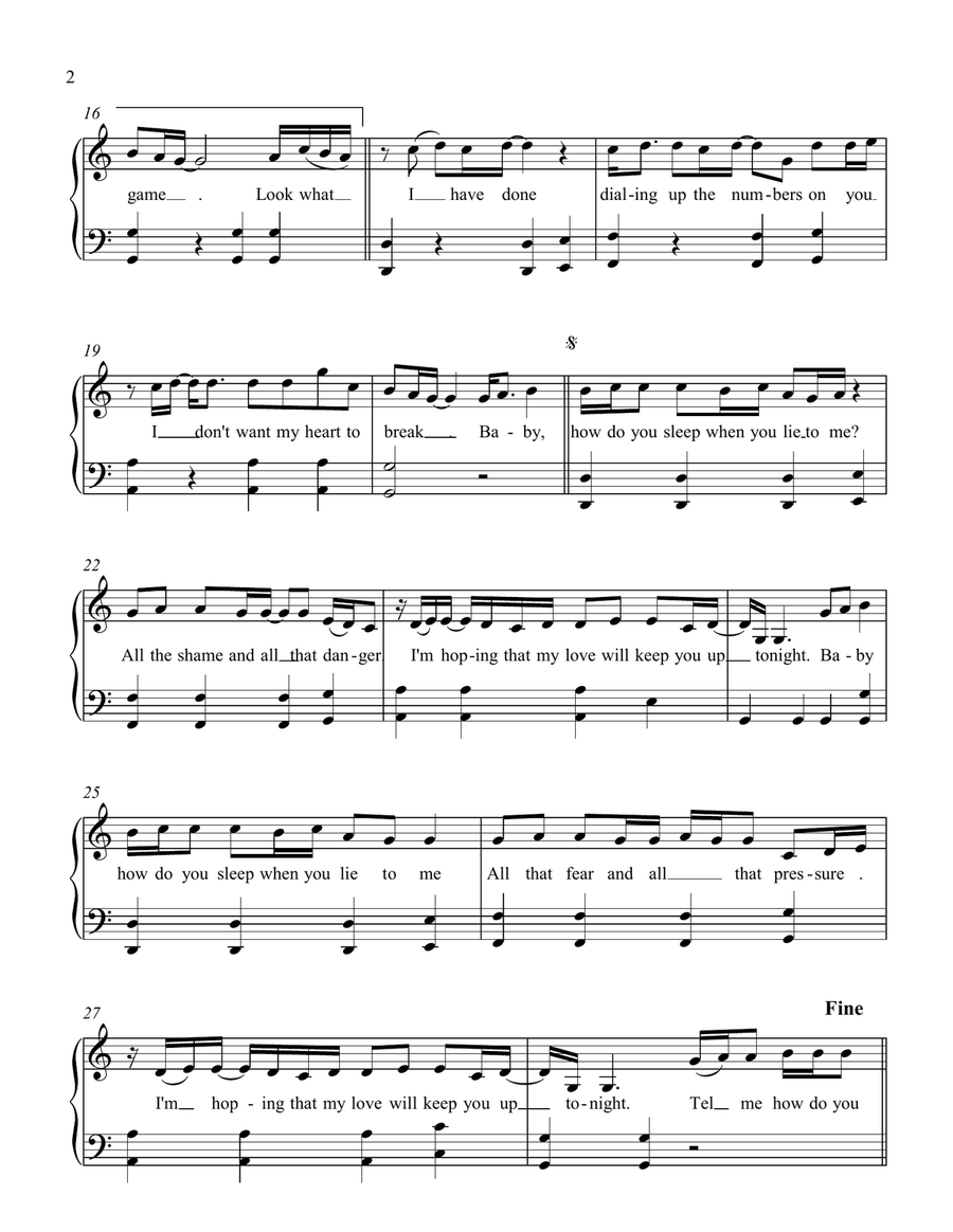 How Do You Sleep? Easy Piano scores gallery preview page 2