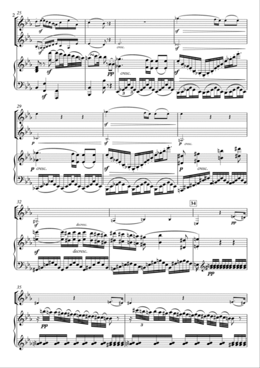 Adagio from Trio Op.11 for Violin, Clarinet & Piano Small Ensemble scores gallery preview page 2