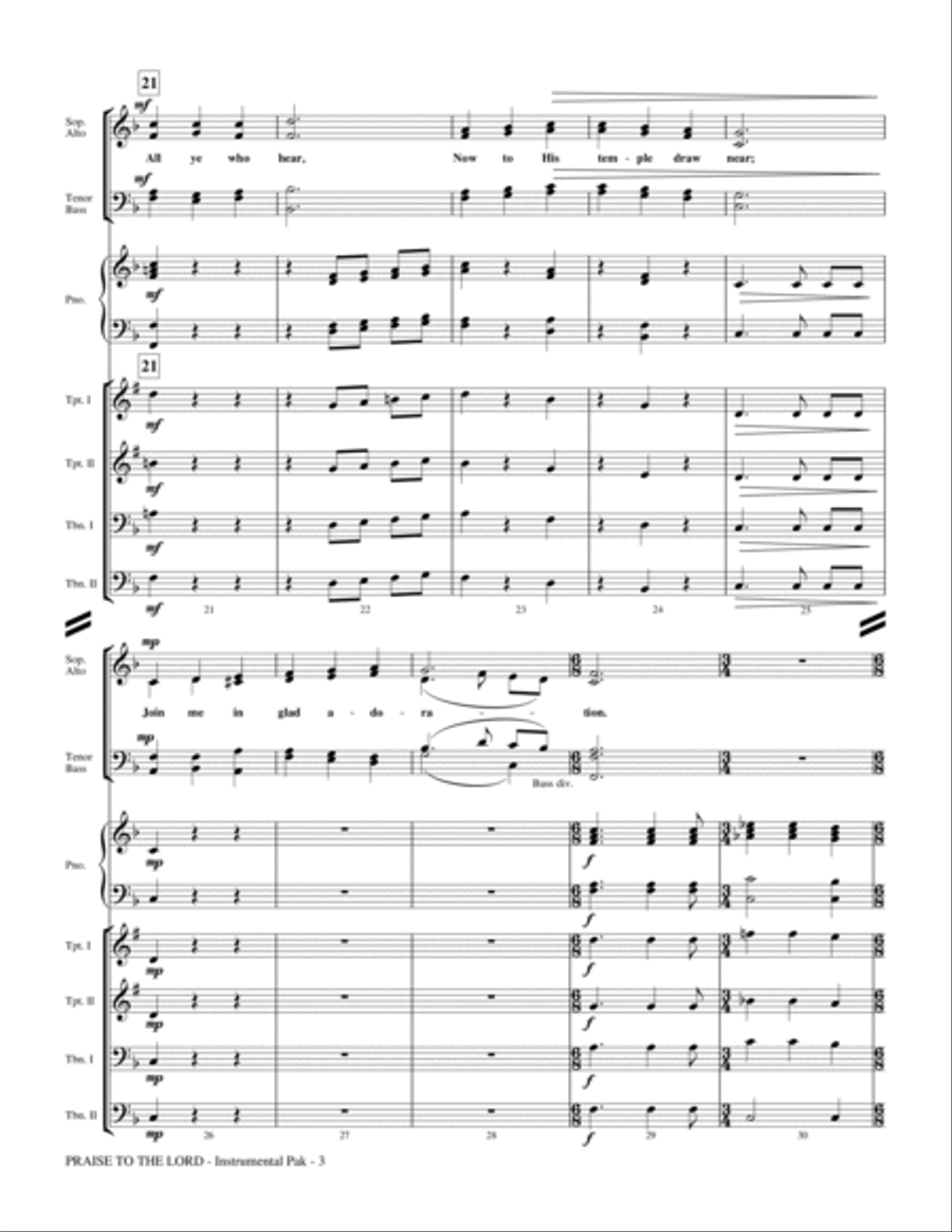 Praise To The Lord - Full Score Choir scores gallery preview page 3