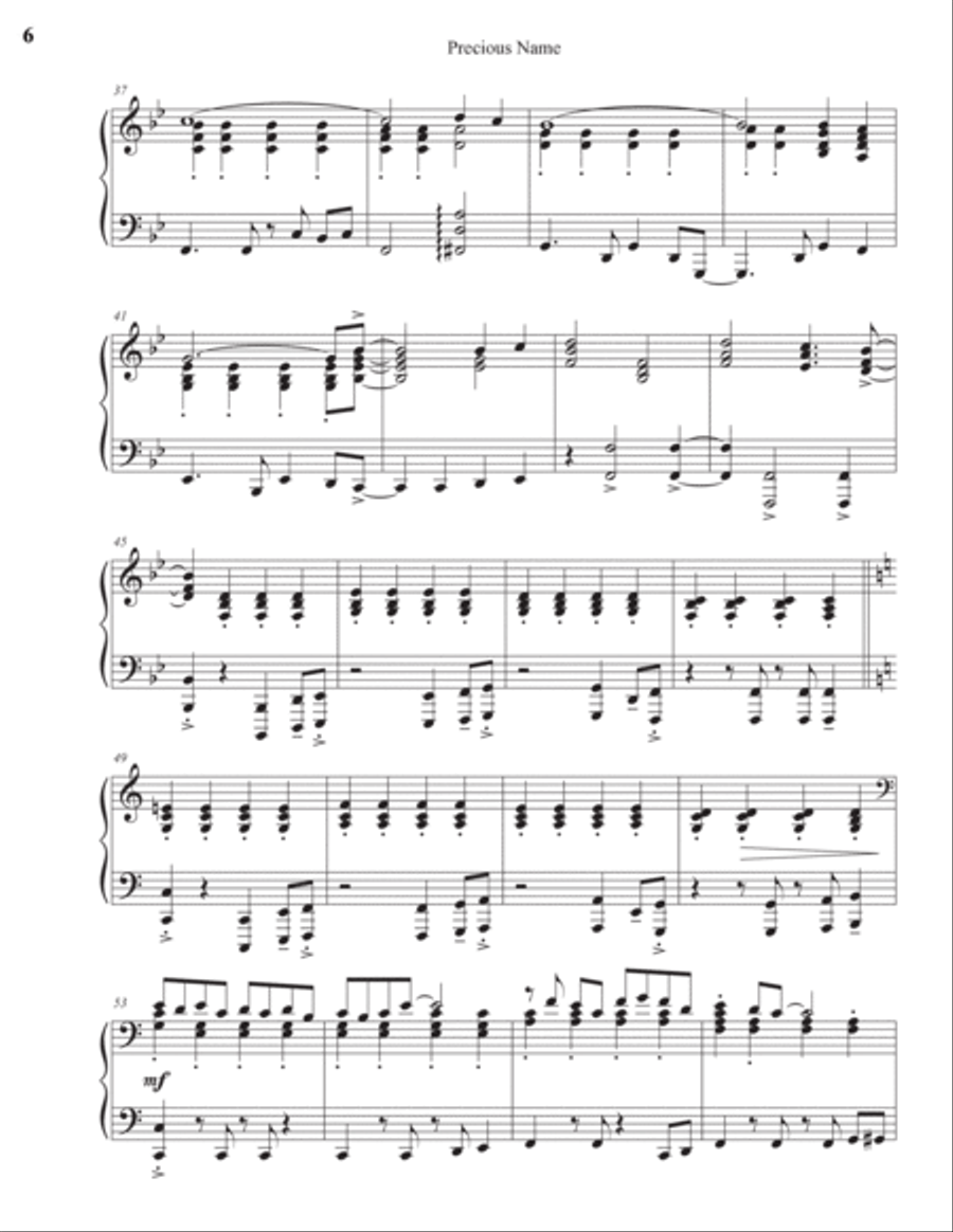 Precious Name Piano Solo scores gallery preview page 6