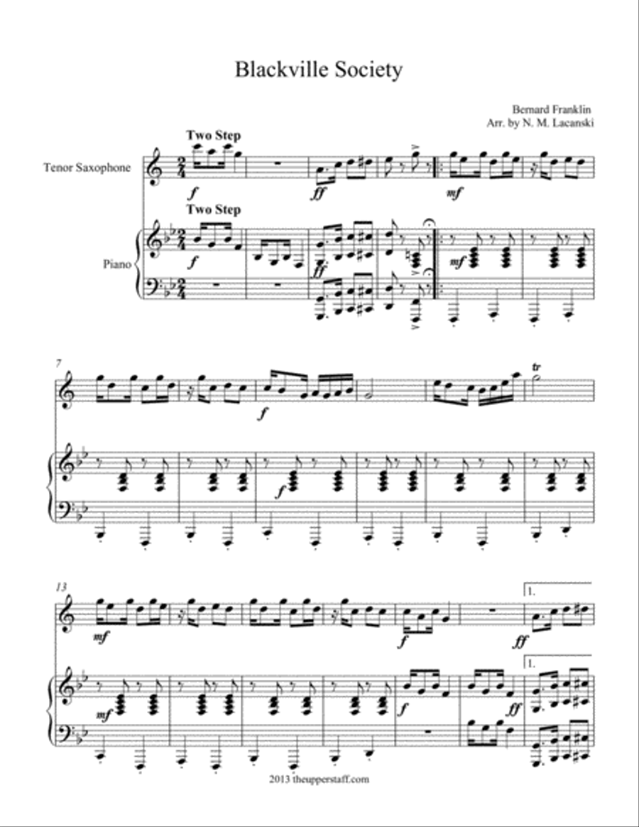 Blackville Society Blackville Society Tenor Saxophone scores gallery preview page 1
