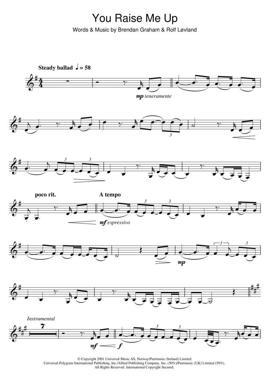 You Raise Me Up Clarinet Solo scores gallery preview page 1