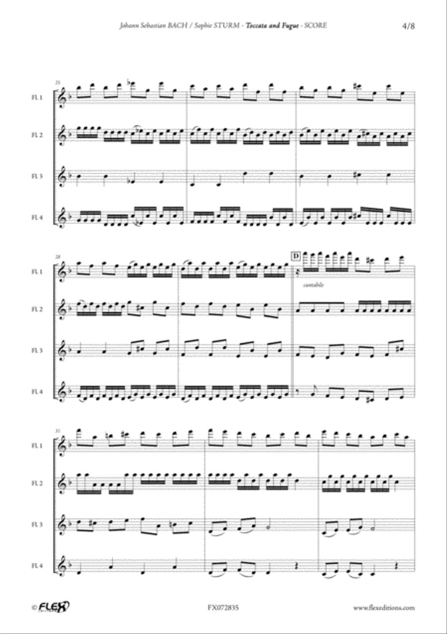 Toccata and Fugue Toccata and Fugue Flute Quartet scores gallery preview page 4