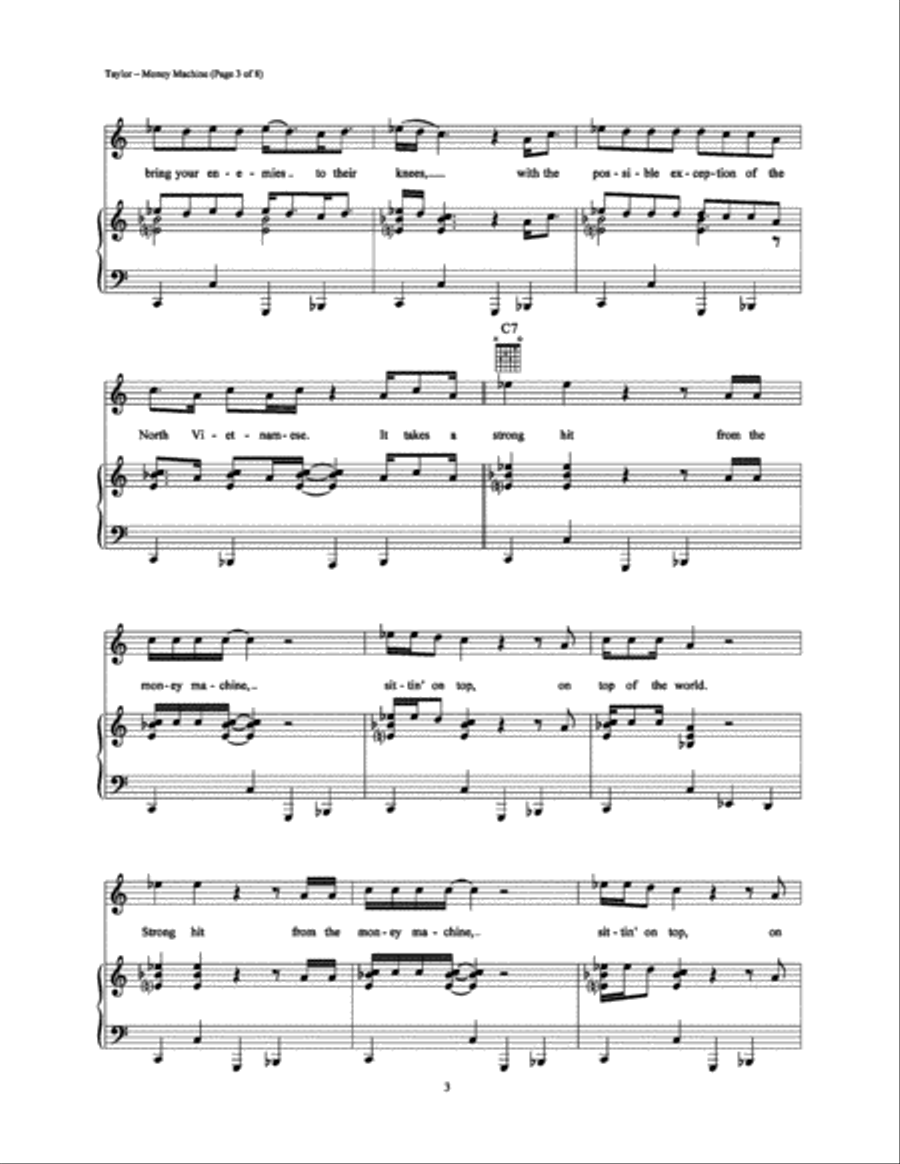Money Machine Piano, Vocal, Guitar scores gallery preview page 3