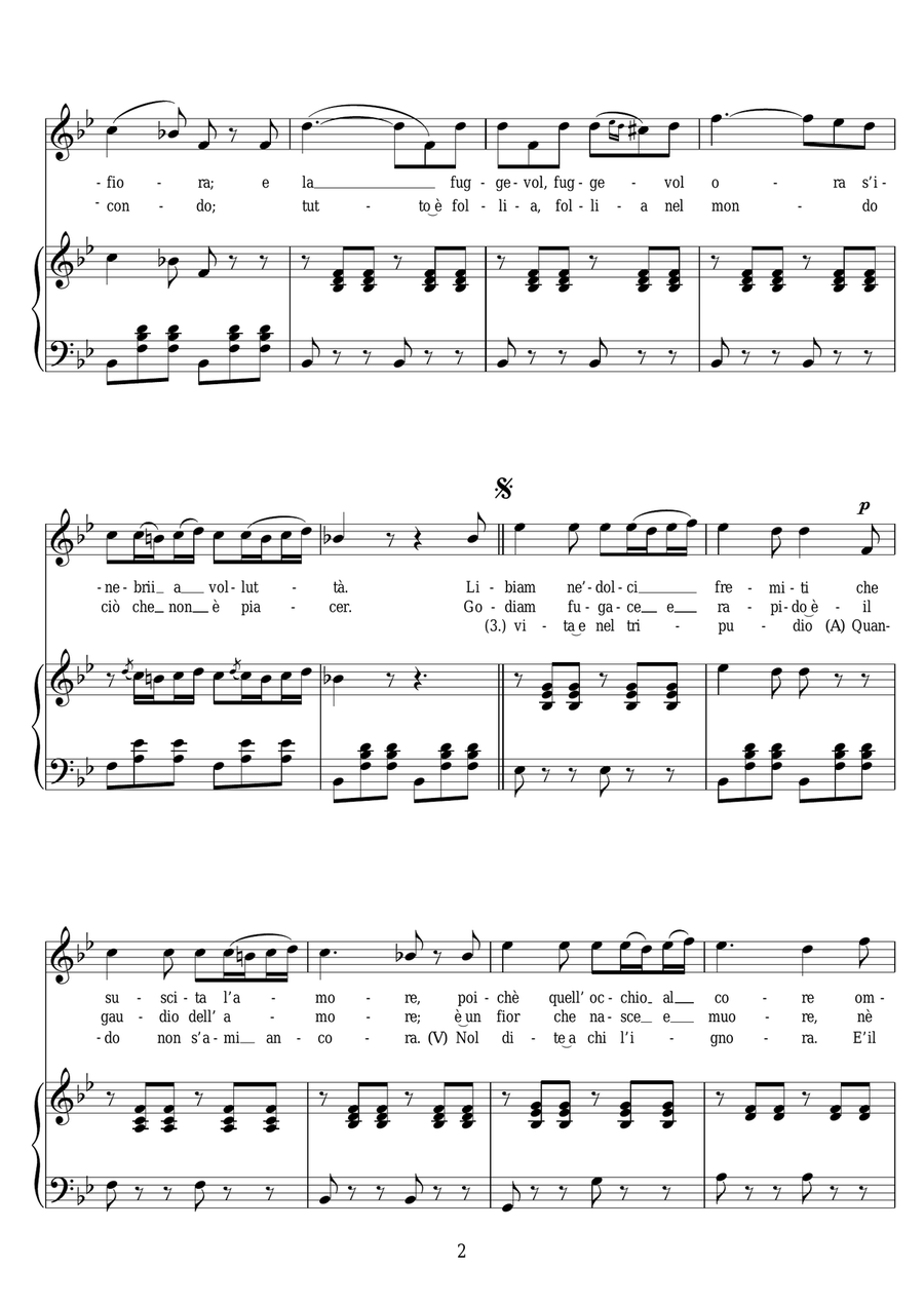 Brindisi (Libiamo Ne' Lieti Calici) (from La Traviata) Voice scores gallery preview page 2