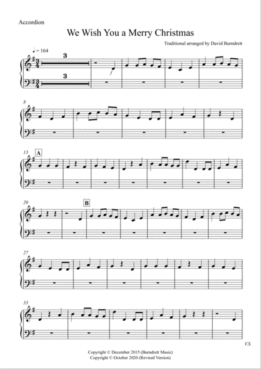 We Wish You a Merry Christmas for Accordion and Piano Piano Accompaniment scores gallery preview page 4