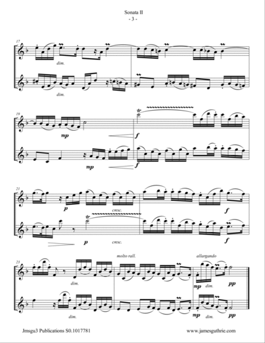 Handel: Sonata No. 2 for Alto Flute Duo Flute Duet scores gallery preview page 3