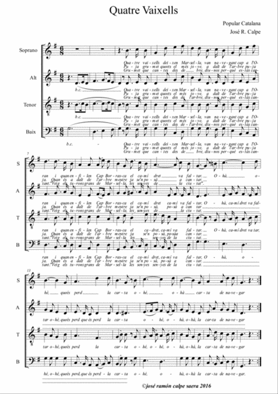 QUATRE VAIXELLS 4-Part scores gallery preview page 1