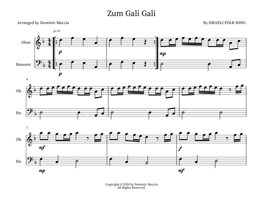 Zum Gali Gali Woodwind Duet scores gallery preview page 1