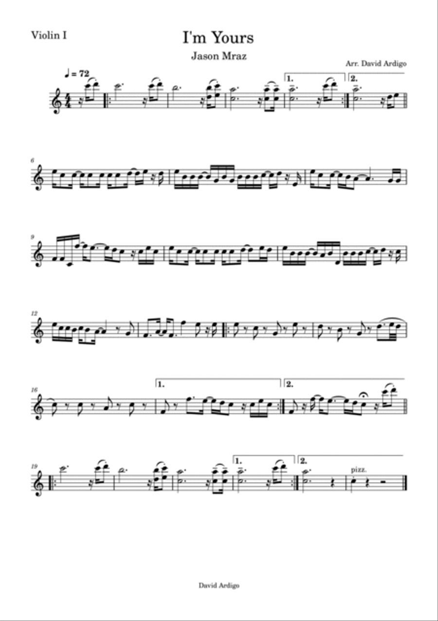 I'm Yours I'm Yours String Quartet scores gallery preview page 4