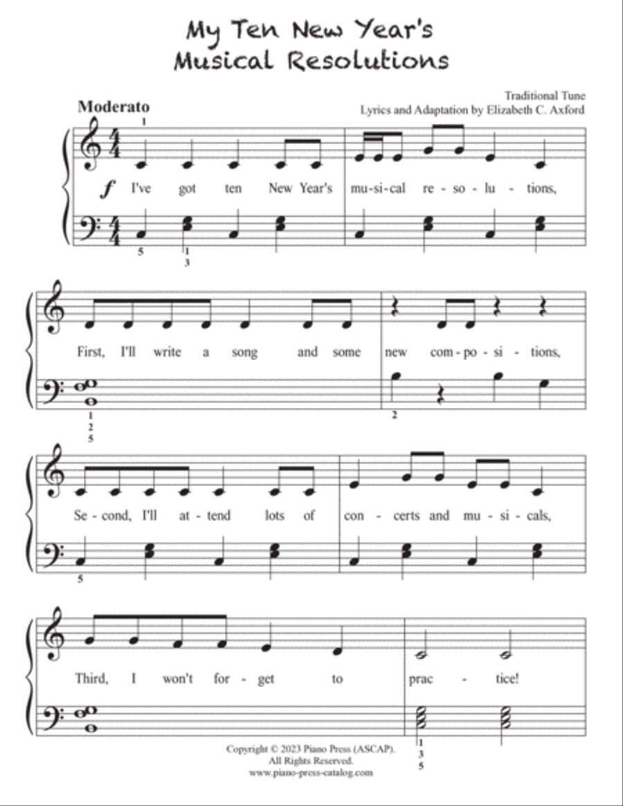 My Ten New Year's Musical Resolutions Piano Method scores gallery preview page 2