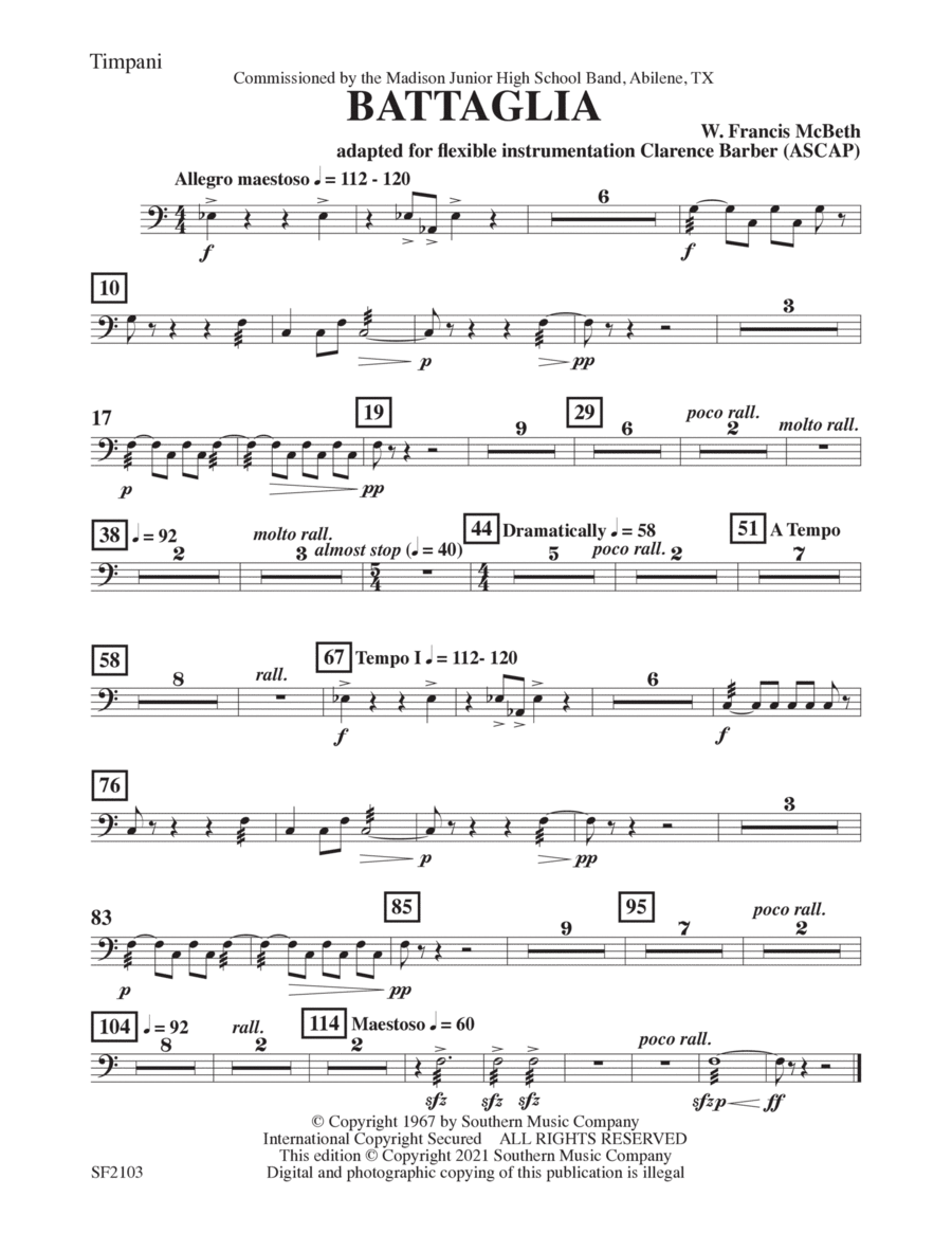 Battaglia - Timpani Battaglia - Timpani Concert Band scores gallery preview page 1