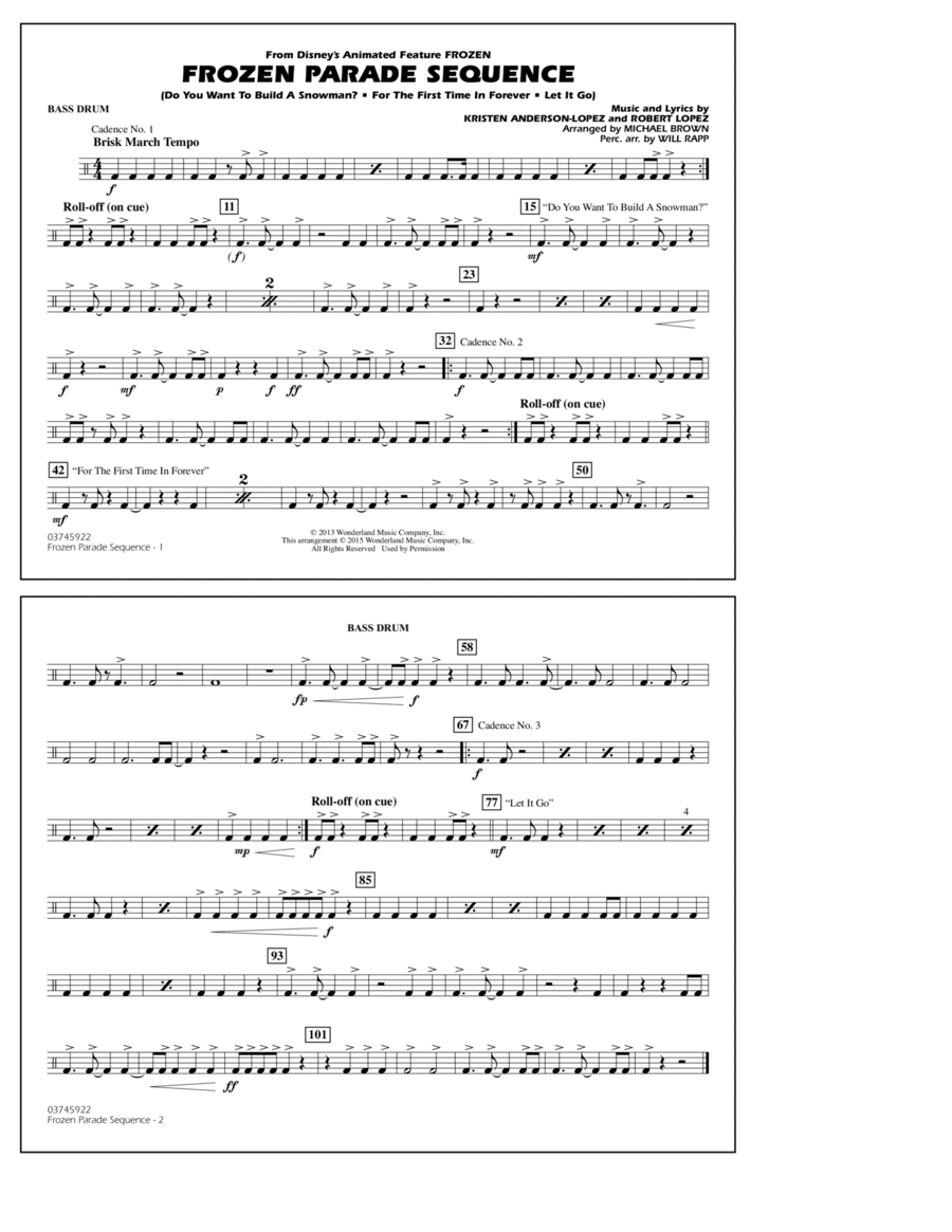 Frozen Parade Sequence - Bass Drum Percussion scores gallery preview page 1