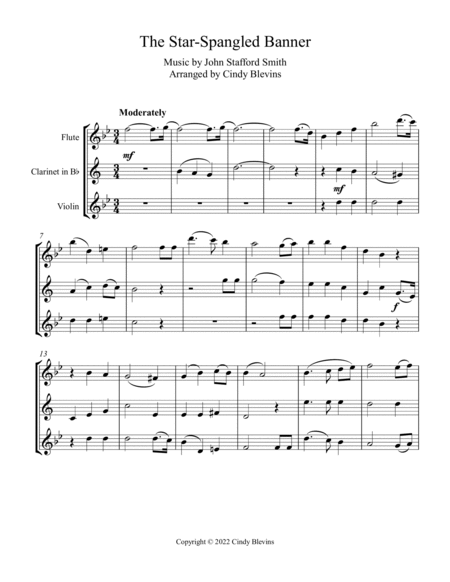 The Star-Spangled Banner, Flute, Clarinet and Violin image number null