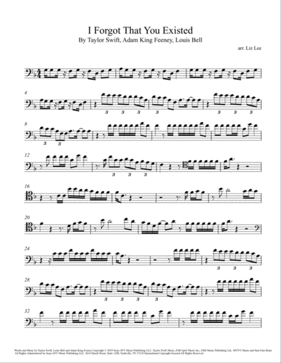 I Forgot That You Existed Cello Solo scores gallery preview page 2