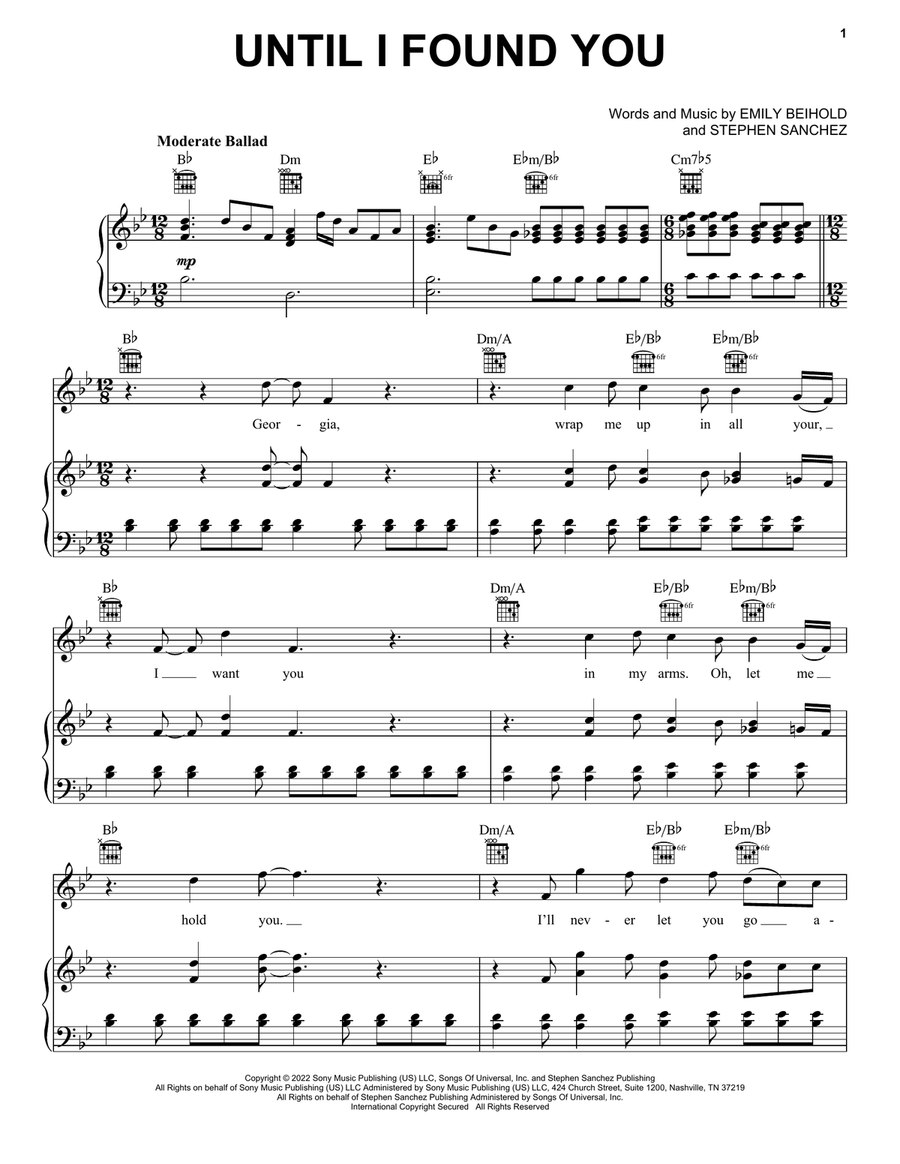 Until I Found You Piano, Vocal, Guitar scores gallery preview page 1
