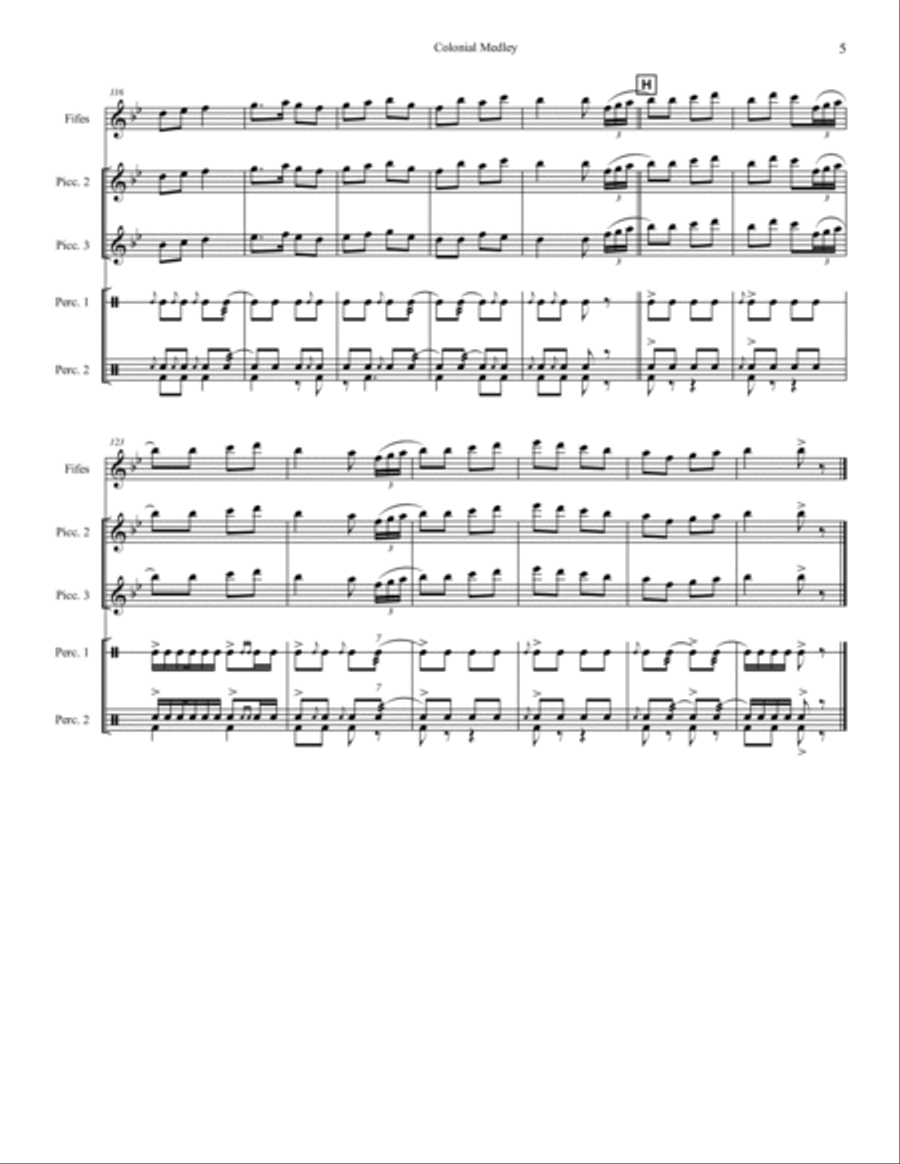 Colonial Fife & Drum Medley Piccolo scores gallery preview page 19