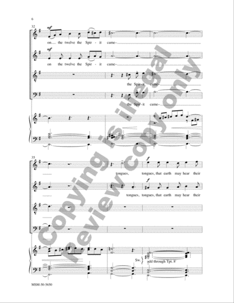 Hail this Joyful Day's Return 4-Part scores gallery preview page 6