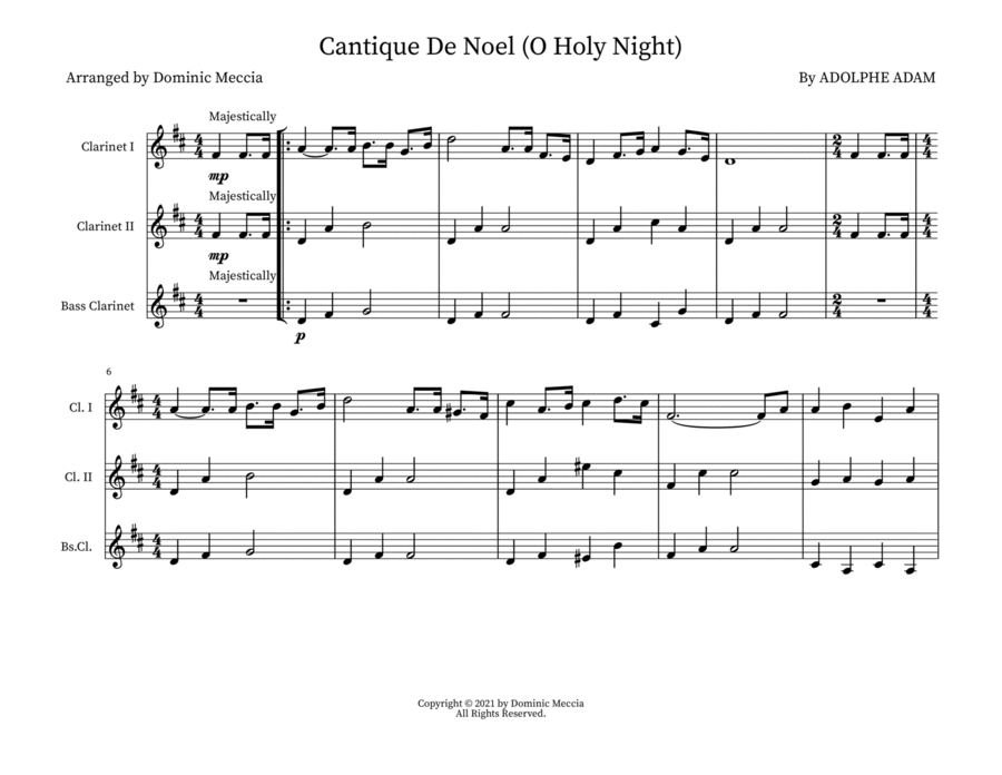 O Holy Night (Cantique De Noel) Woodwind Trio scores gallery preview page 1