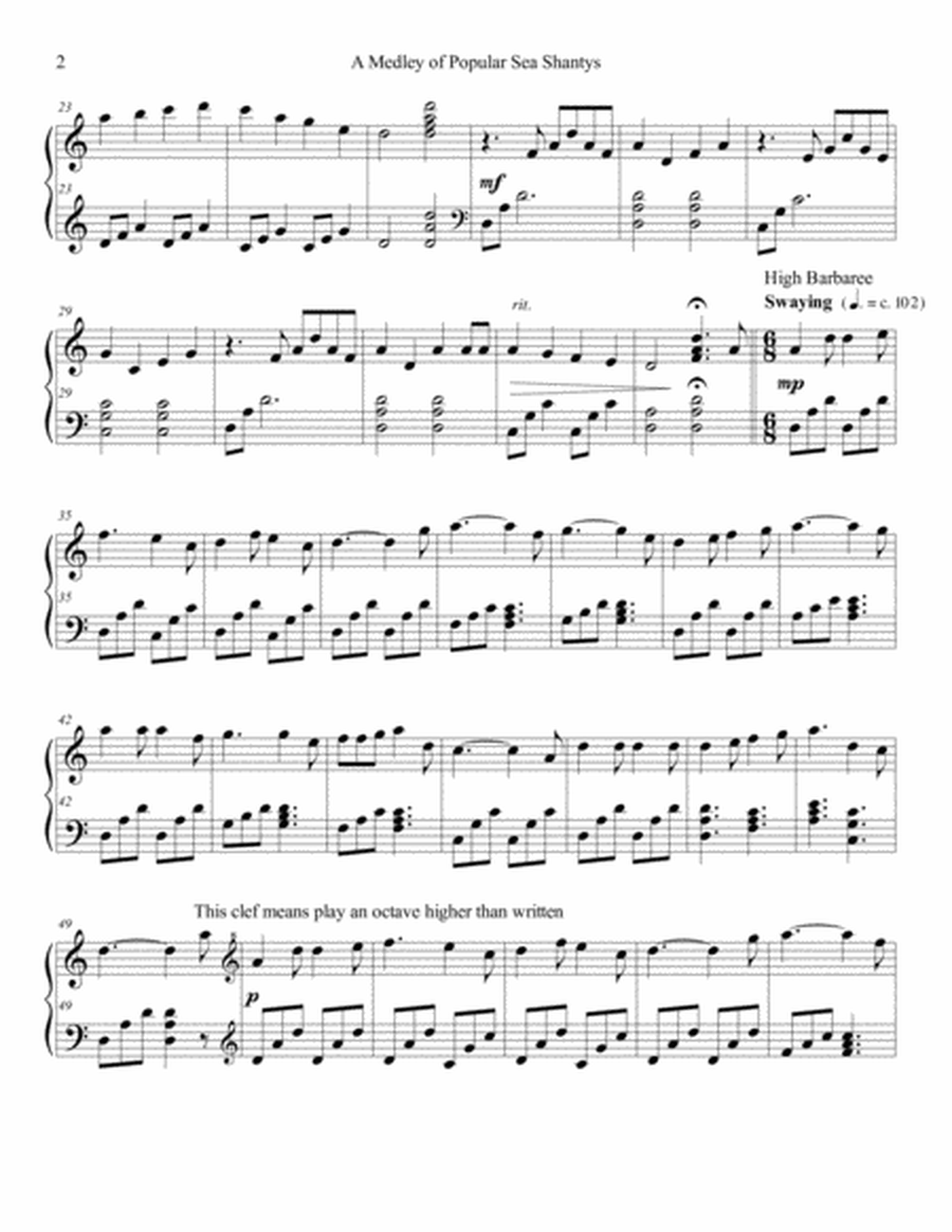 Medley of Popular Sea Shantys for solo piano image number null