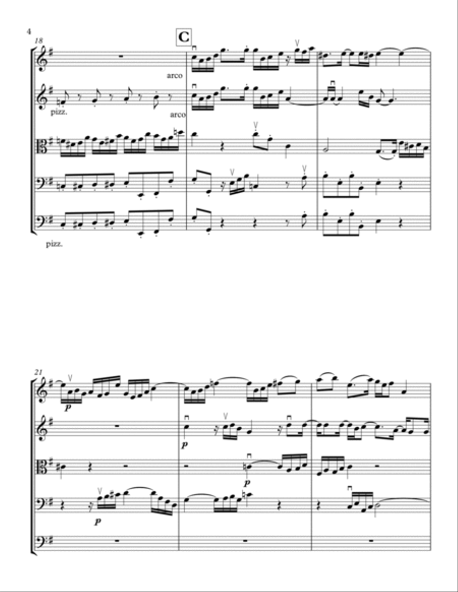 SUITE NO. 5 BY BACH ARRANGED FOR STRING ORCHESTRA Chamber Music scores gallery preview page 4