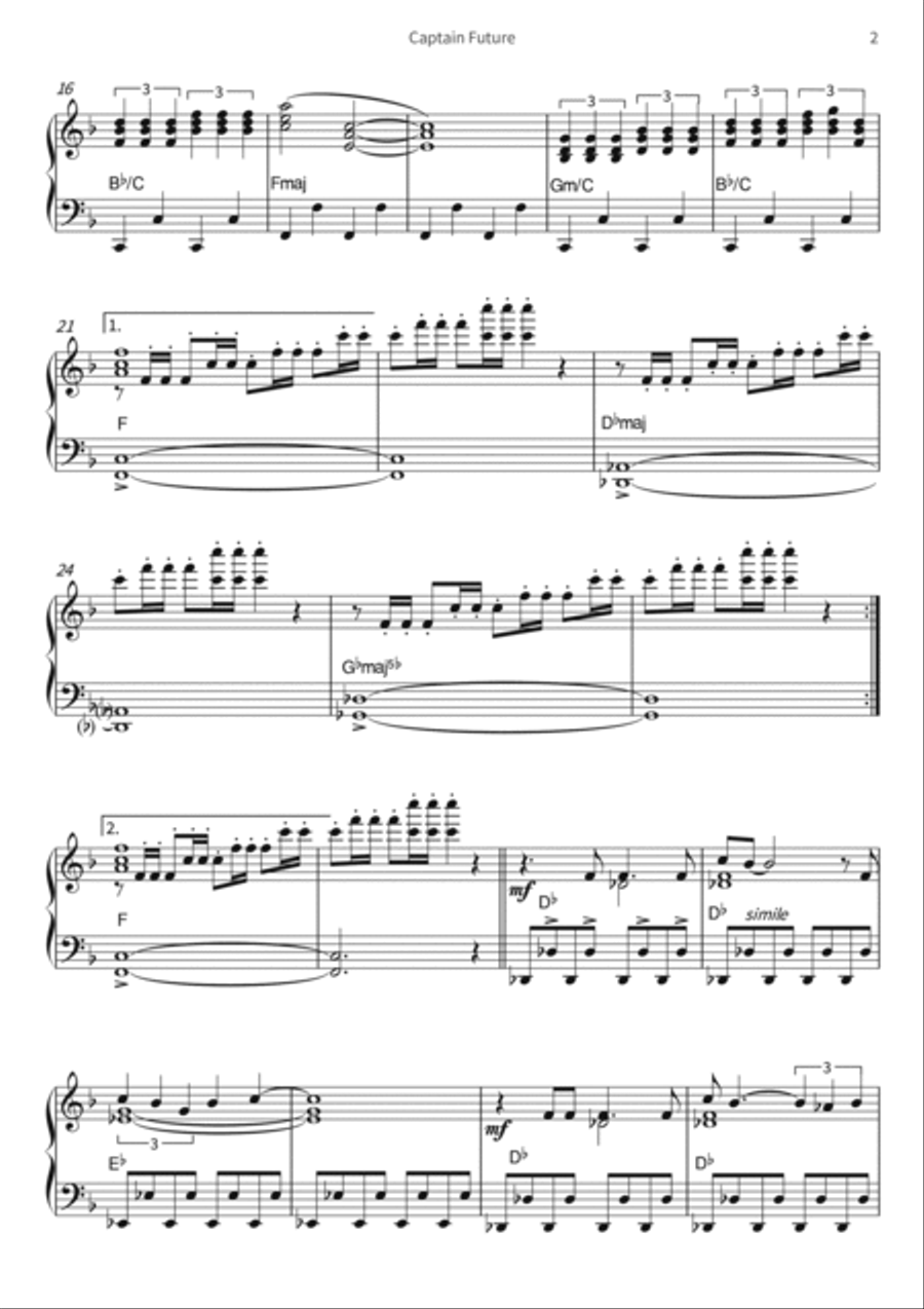 Captain Future Piano scores gallery preview page 4