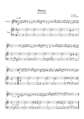 Book cover for Minuet (In G Major), Johann Sebastian Bach, For Trumpet & Piano