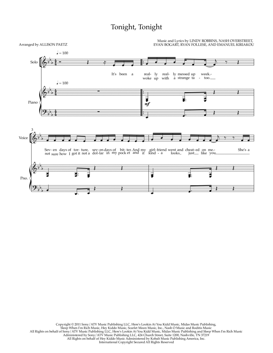 Tonight Tonight Tonight Tonight 3-Part scores gallery preview page 1